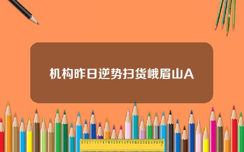 机构昨日逆势扫货峨眉山A