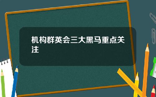 机构群英会三大黑马重点关注
