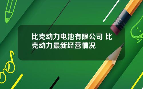 比克动力电池有限公司 比克动力最新经营情况