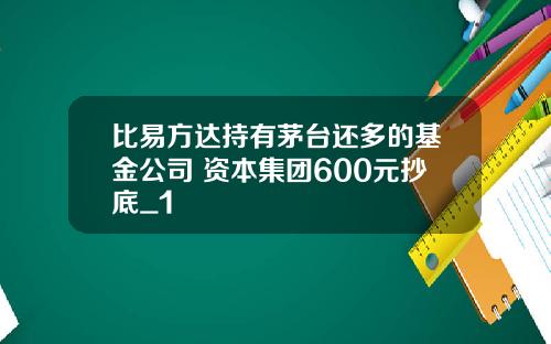 比易方达持有茅台还多的基金公司 资本集团600元抄底_1