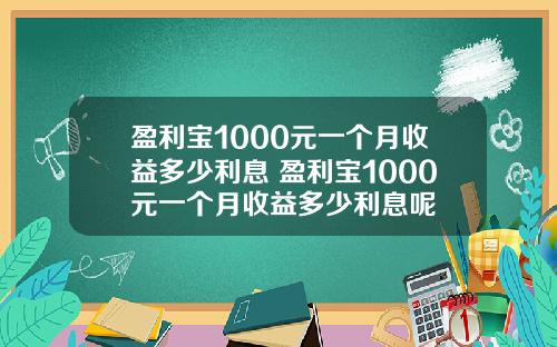 盈利宝1000元一个月收益多少利息 盈利宝1000元一个月收益多少利息呢