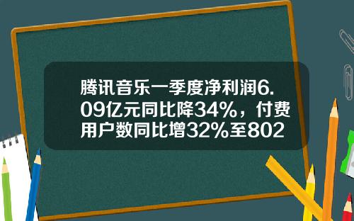 腾讯音乐一季度净利润6.09亿元同比降34%，付费用户数同比增32%至8020万_1