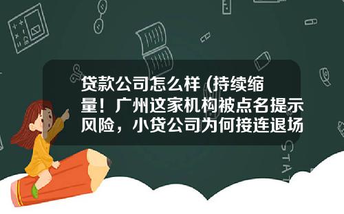 贷款公司怎么样 (持续缩量！广州这家机构被点名提示风险，小贷公司为何接连退场)