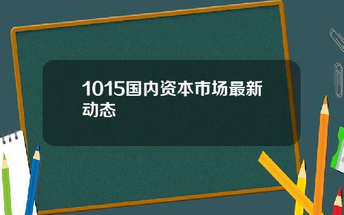 1015国内资本市场最新动态