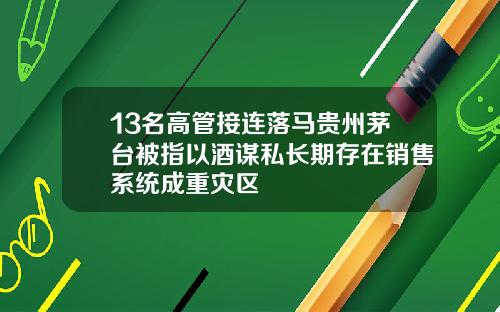 13名高管接连落马贵州茅台被指以酒谋私长期存在销售系统成重灾区