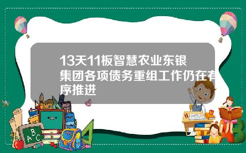 13天11板智慧农业东银集团各项债务重组工作仍在有序推进