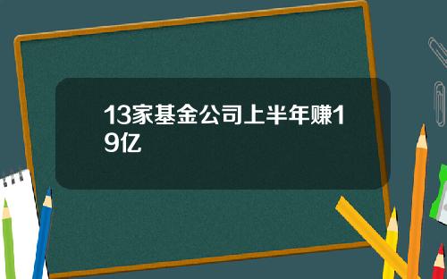 13家基金公司上半年赚19亿