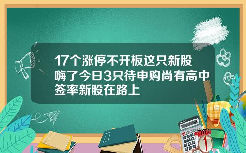 17个涨停不开板这只新股嗨了今日3只待申购尚有高中签率新股在路上