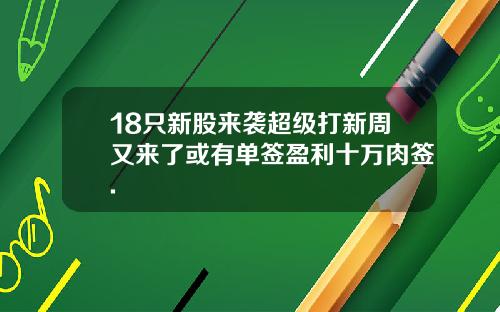 18只新股来袭超级打新周又来了或有单签盈利十万肉签.