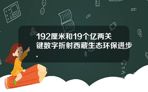 192厘米和19个亿两关键数字折射西藏生态环保进步.