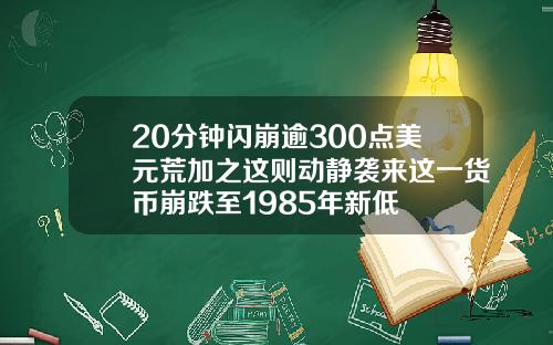 20分钟闪崩逾300点美元荒加之这则动静袭来这一货币崩跌至1985年新低