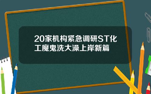 20家机构紧急调研ST化工魔鬼洗大澡上岸新篇