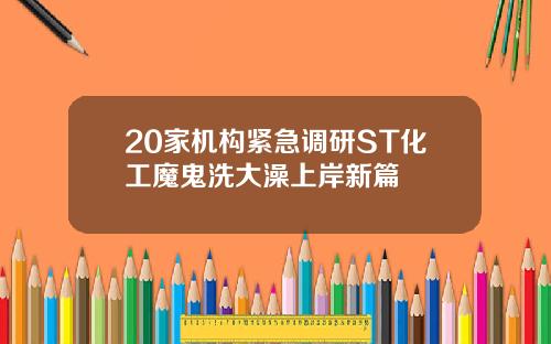 20家机构紧急调研ST化工魔鬼洗大澡上岸新篇