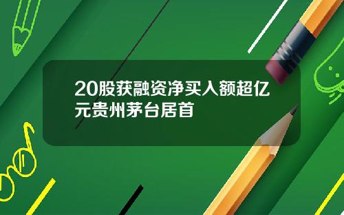 20股获融资净买入额超亿元贵州茅台居首