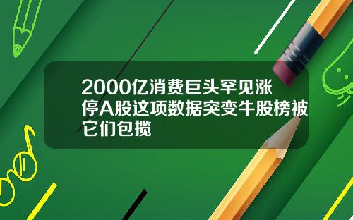 2000亿消费巨头罕见涨停A股这项数据突变牛股榜被它们包揽