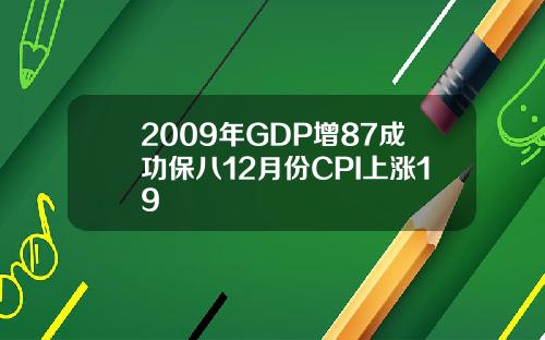 2009年GDP增87成功保八12月份CPI上涨19