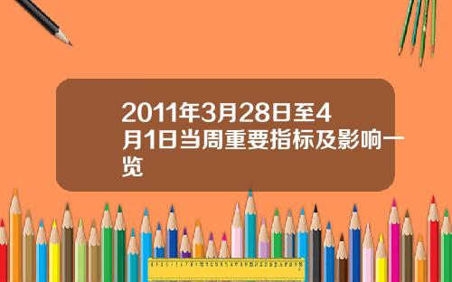 2011年3月28日至4月1日当周重要指标及影响一览