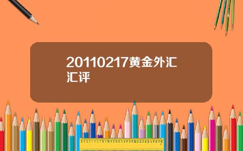 20110217黄金外汇汇评