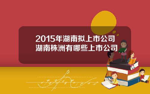 2015年湖南拟上市公司湖南株洲有哪些上市公司
