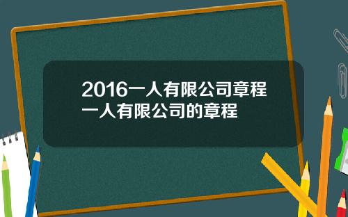 2016一人有限公司章程一人有限公司的章程