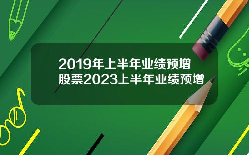 2019年上半年业绩预增股票2023上半年业绩预增