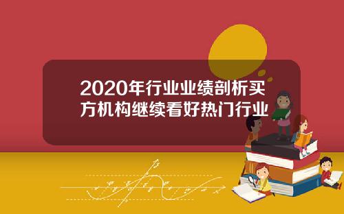 2020年行业业绩剖析买方机构继续看好热门行业
