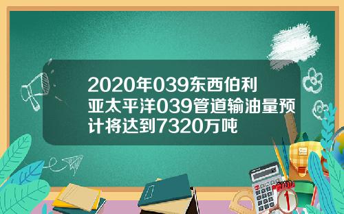 2020年039东西伯利亚太平洋039管道输油量预计将达到7320万吨