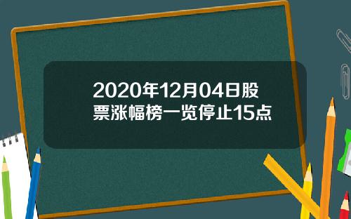 2020年12月04日股票涨幅榜一览停止15点