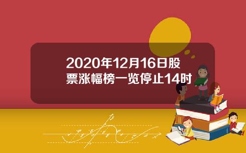 2020年12月16日股票涨幅榜一览停止14时