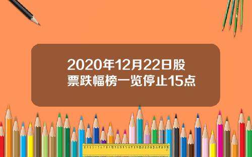 2020年12月22日股票跌幅榜一览停止15点