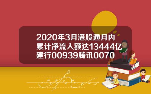 2020年3月港股通月内累计净流入额达13444亿建行00939腾讯00700最受青睐