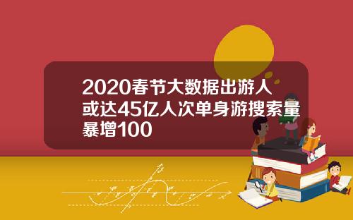 2020春节大数据出游人或达45亿人次单身游搜索量暴增100