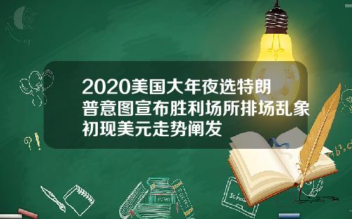 2020美国大年夜选特朗普意图宣布胜利场所排场乱象初现美元走势阐发
