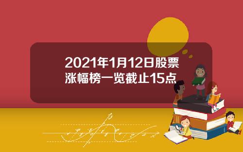 2021年1月12日股票涨幅榜一览截止15点