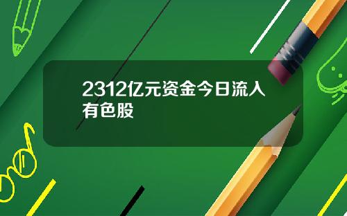 2312亿元资金今日流入有色股