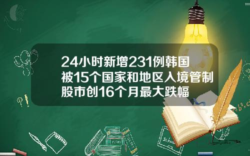 24小时新增231例韩国被15个国家和地区入境管制股市创16个月最大跌幅