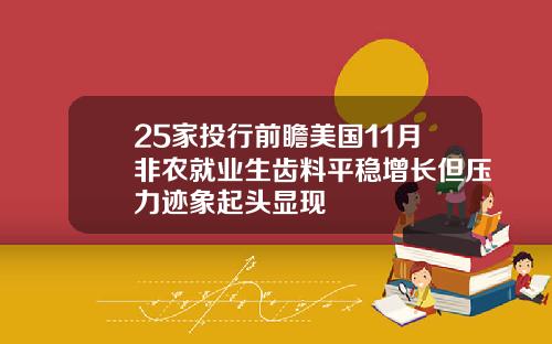 25家投行前瞻美国11月非农就业生齿料平稳增长但压力迹象起头显现