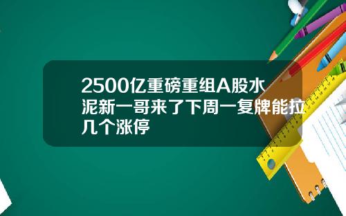 2500亿重磅重组A股水泥新一哥来了下周一复牌能拉几个涨停