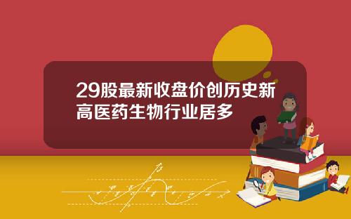 29股最新收盘价创历史新高医药生物行业居多