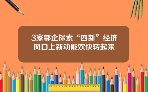 3家鄂企探索“四新”经济 风口上新动能欢快转起来