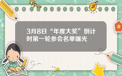 3月8日“年度大奖”倒计时第一轮参会名单曝光