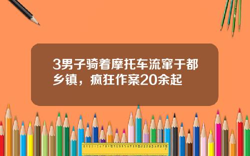 3男子骑着摩托车流窜于都乡镇，疯狂作案20余起
