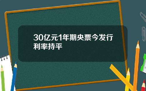 30亿元1年期央票今发行利率持平