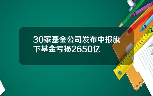 30家基金公司发布中报旗下基金亏损2650亿