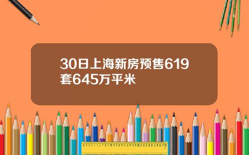 30日上海新房预售619套645万平米