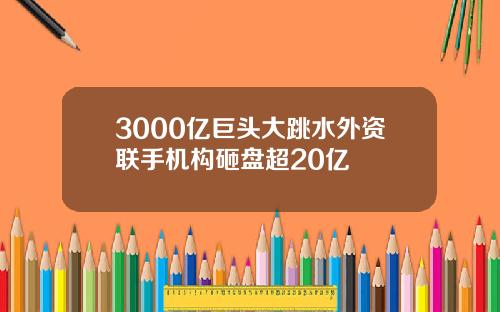 3000亿巨头大跳水外资联手机构砸盘超20亿