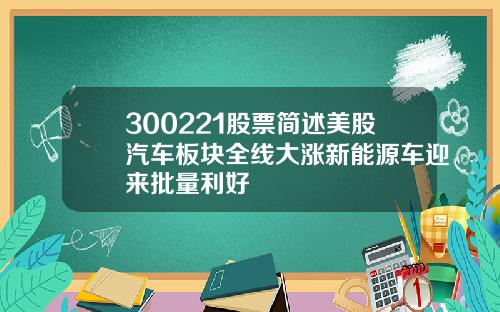 300221股票简述美股汽车板块全线大涨新能源车迎来批量利好