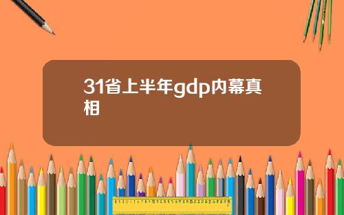 31省上半年gdp内幕真相