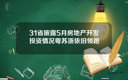 31省披露5月房地产开发投资情况粤苏浙依旧领跑