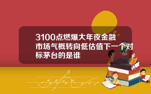 3100点燃爆大年夜金融市场气概转向低估值下一个对标茅台的是谁